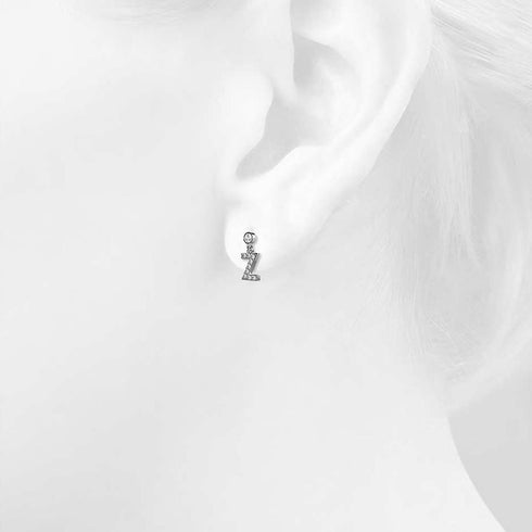 Solid 925 Sterling Silver Initial Crystal Personalised Alphabet Letter Earrings